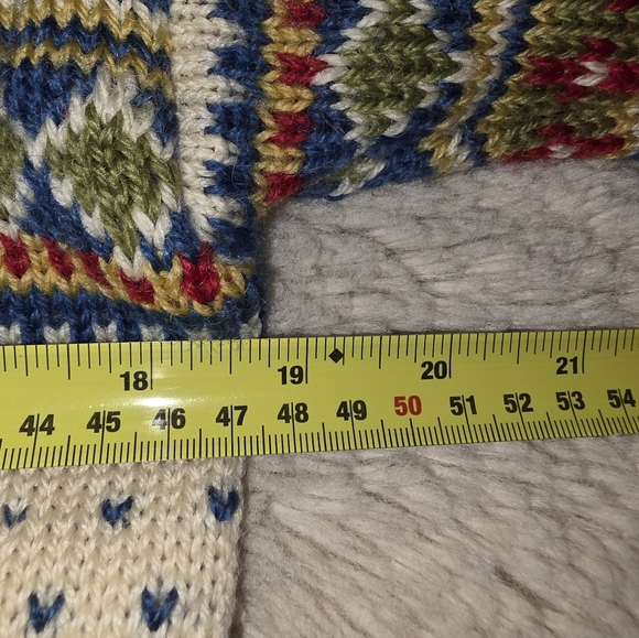 Hand Knit Nordic Knit Blue Cream Cardigan Sweater Measures To A Small. - Picture 9 of 10